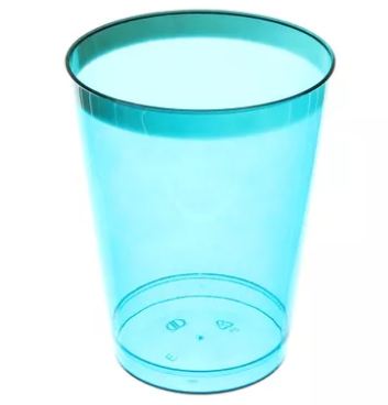 Copo 300ml Acrlico Azul Borda Prata Luxo 10 Unidades
